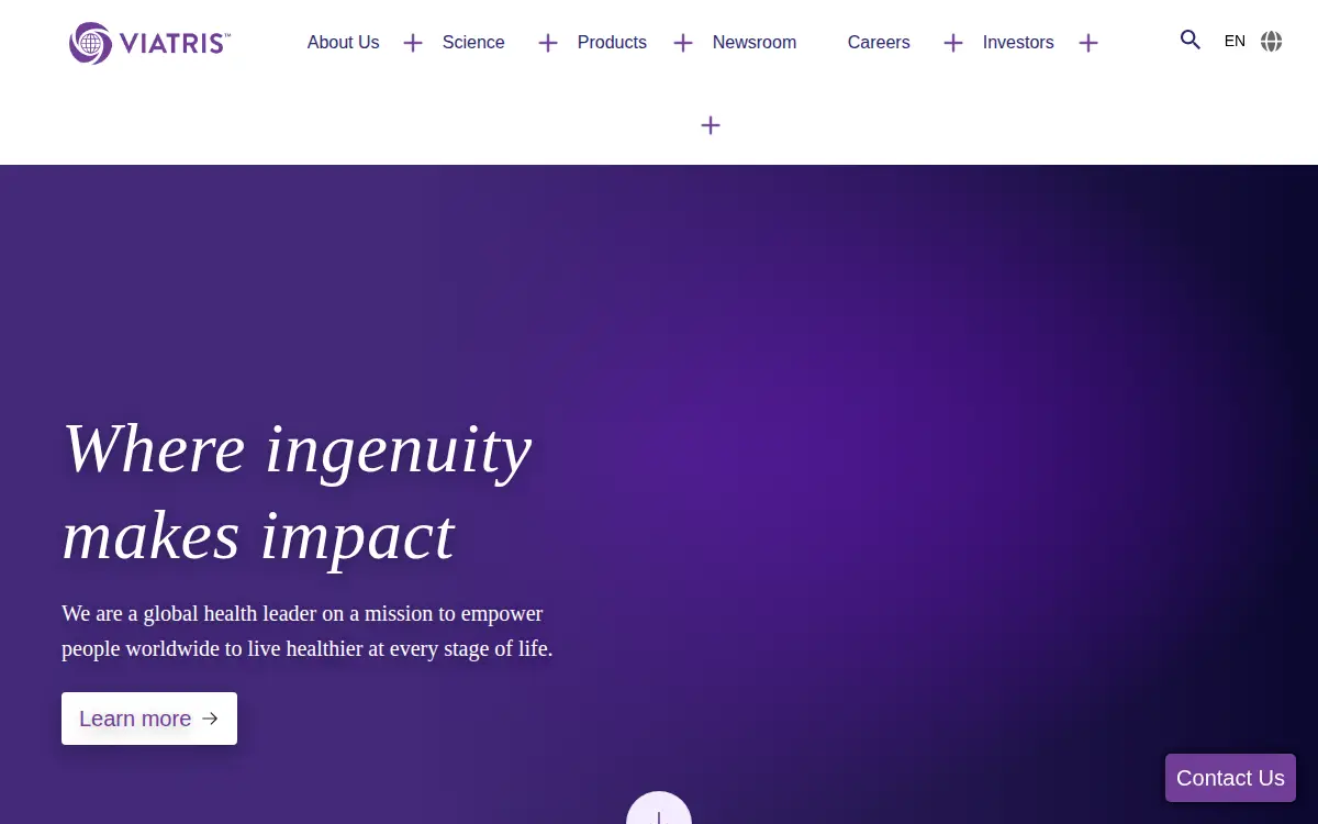 Homepage of Mylan Institutional LLC