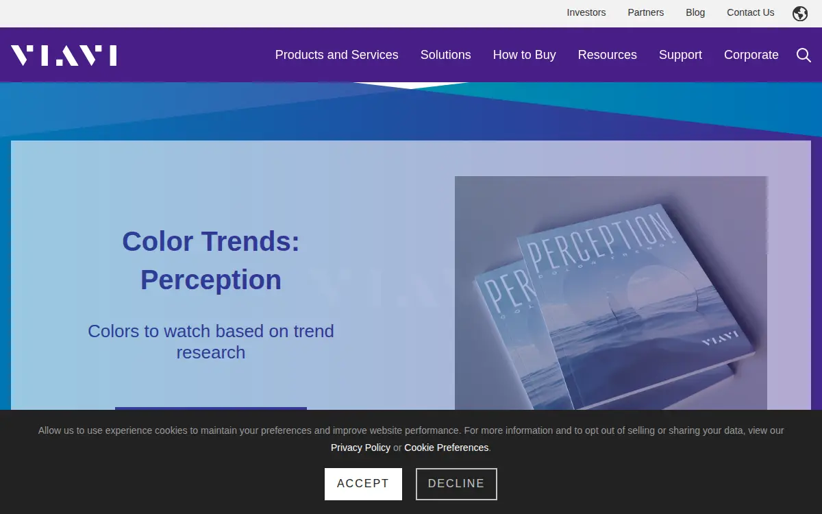 Homepage of Viavi Solutions INC.
