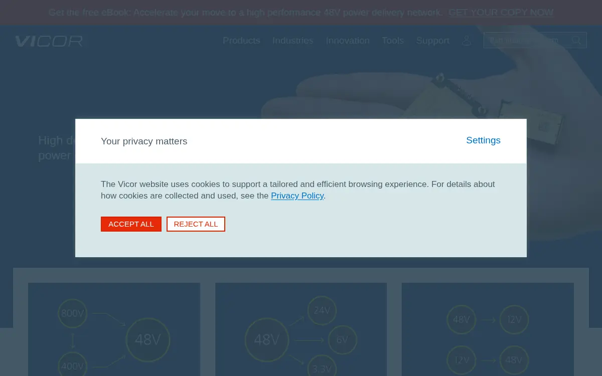 Homepage of Vicor CORP