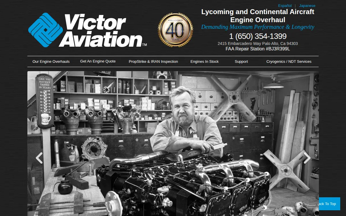 Homepage of Victor Aviation Service, INC.