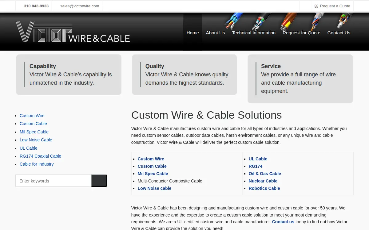 Homepage of Victor Wire & Cable, INC.