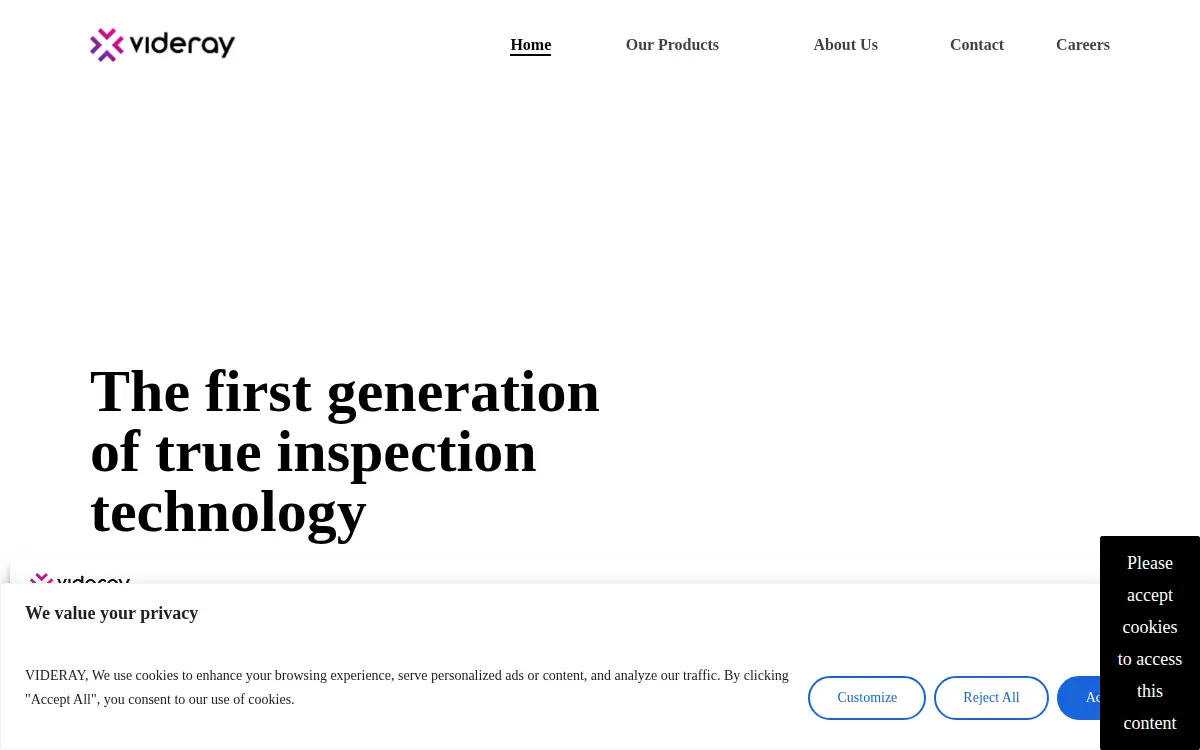 Homepage of Videray Technologies INC