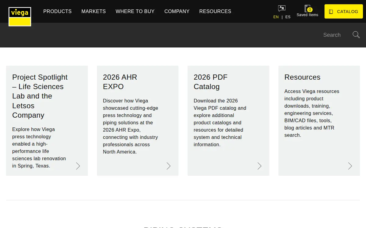 Homepage of Viega LLC
