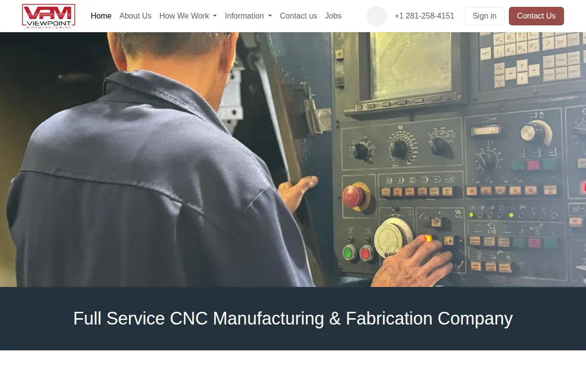 Homepage of Viewpoint Manufacturing, LLC