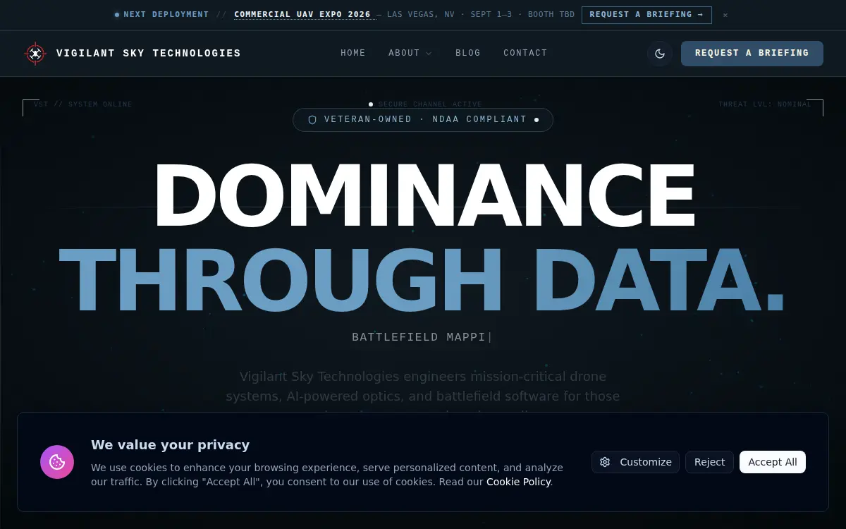 Homepage of Vigilant Sky Technologies LLC
