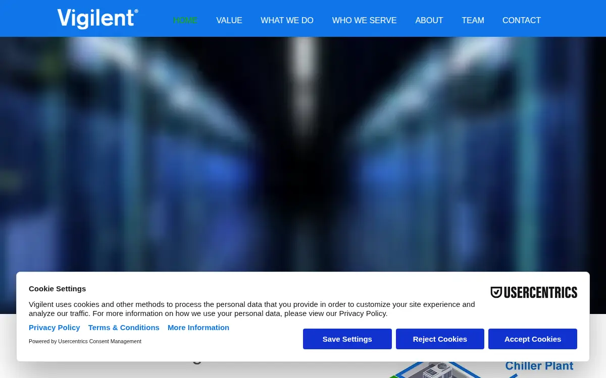 Homepage of Vigilent Corporation