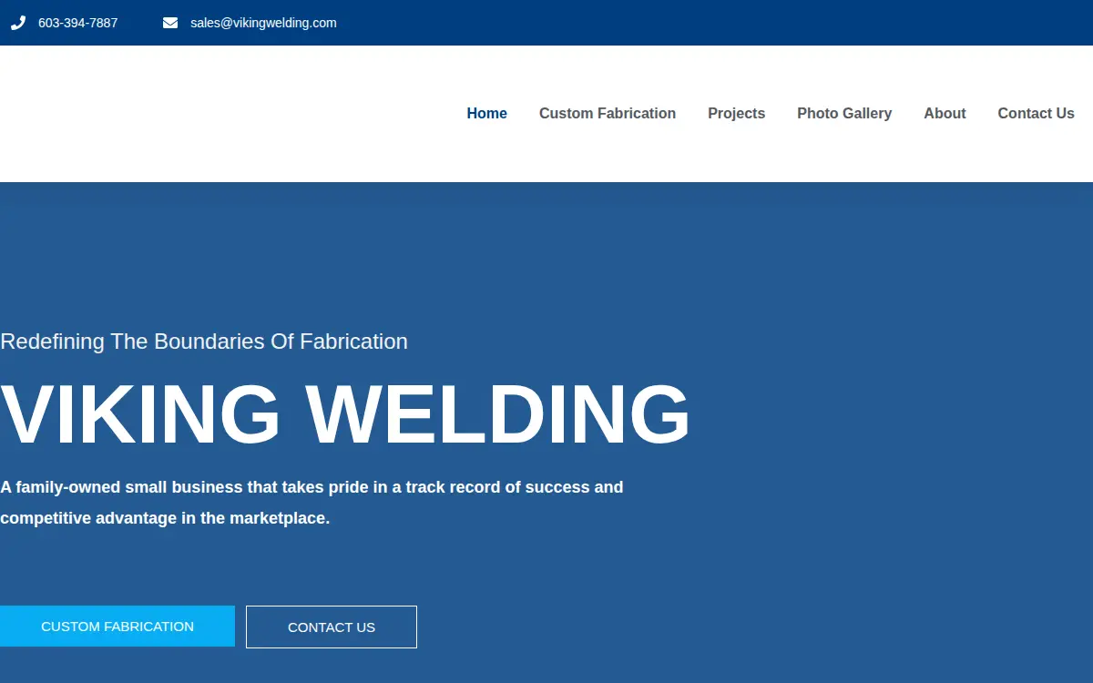 Homepage of Viking Welding and Fabrication LLC