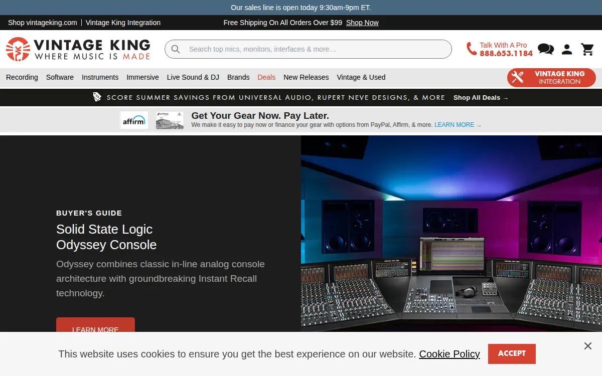 Homepage of Vintage King Audio INC