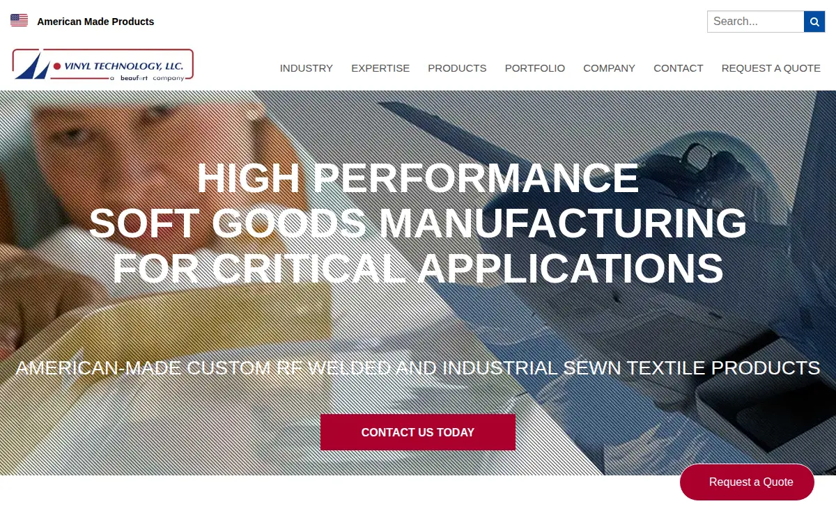 Homepage of Vinyl Technology, LLC