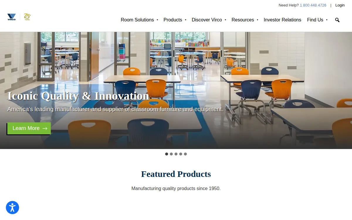 Homepage of Virco Mfg. Corporation