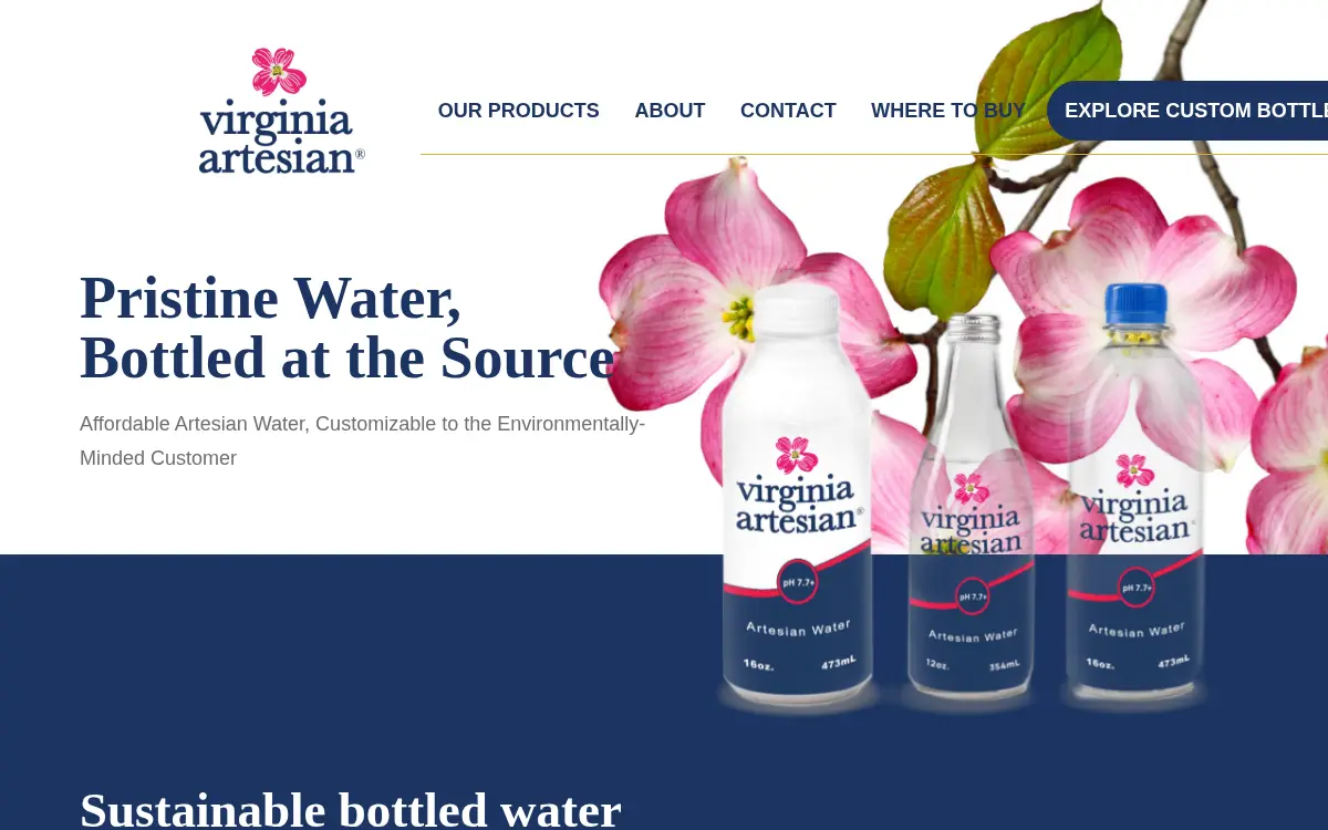 Homepage of Virginia Artesian Bottling Company
