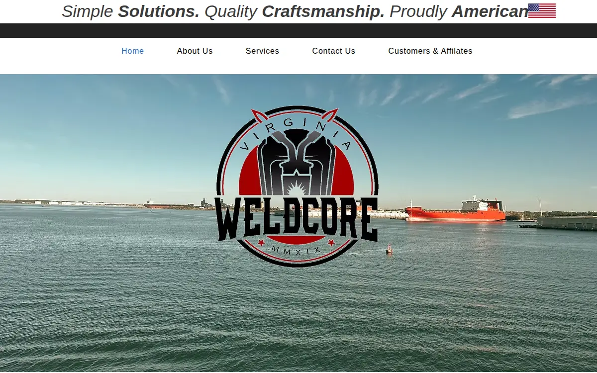 Homepage of Virginia Weldcore, INC.