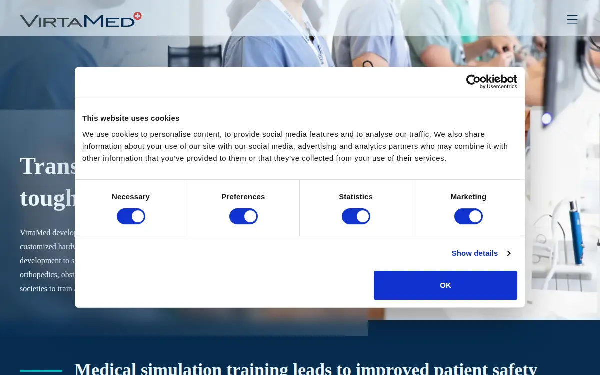 Homepage of Virtamed INC.