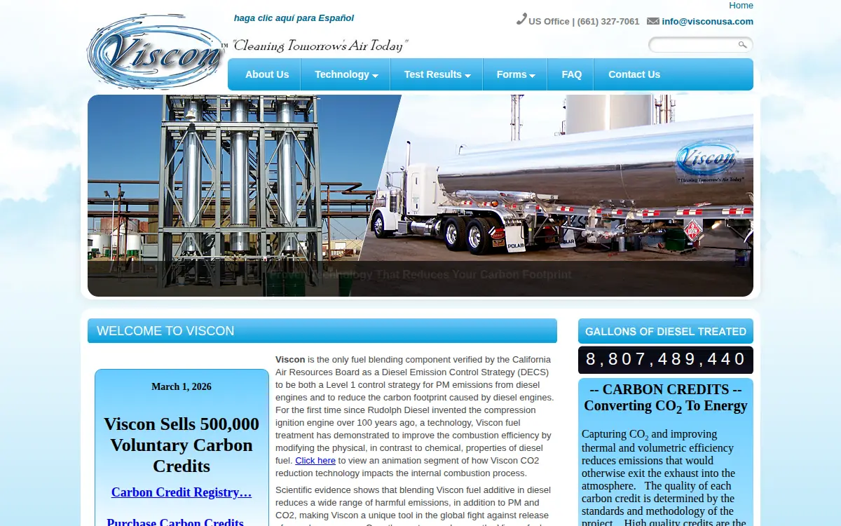 Homepage of Viscon California, LLC