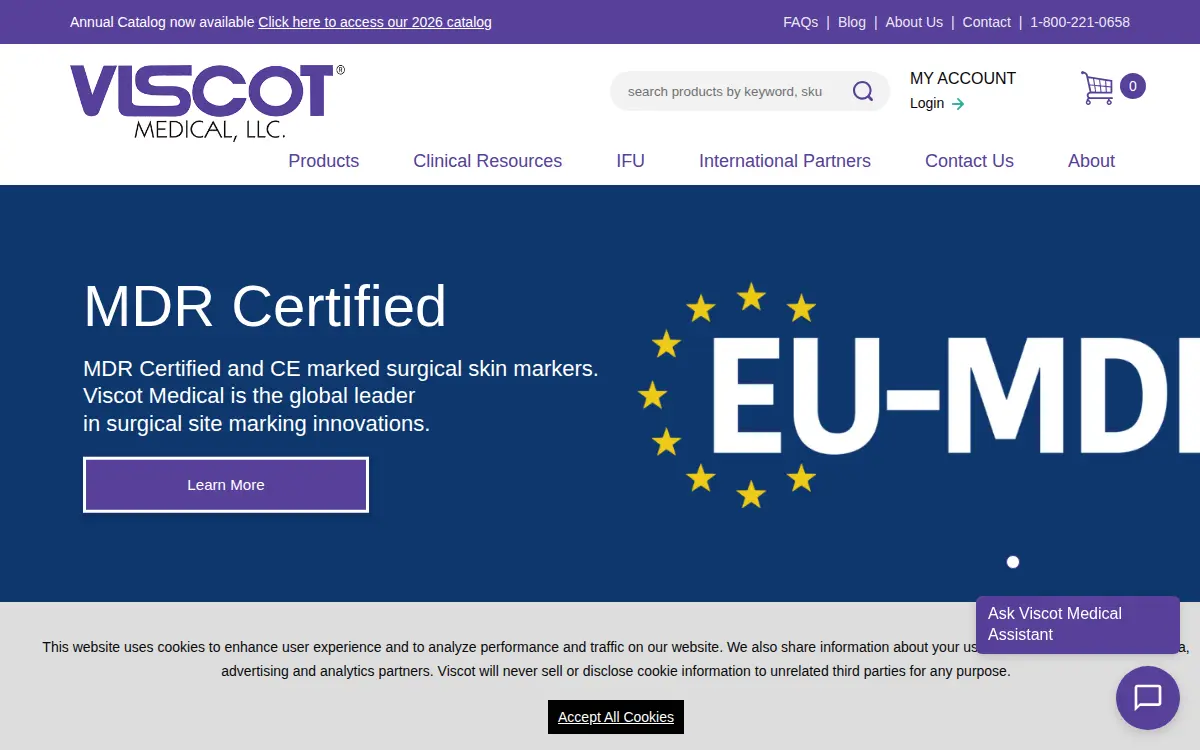 Homepage of Viscot Medical L.l.c.