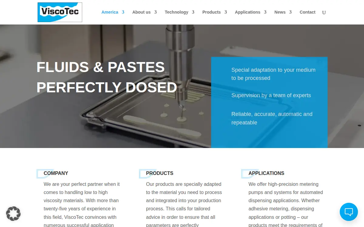 Homepage of Viscotec America, INC.