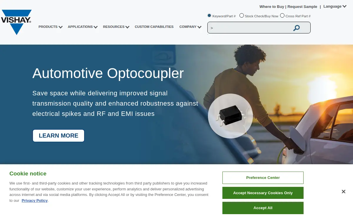 Homepage of Vishay Hirel Systems LLC