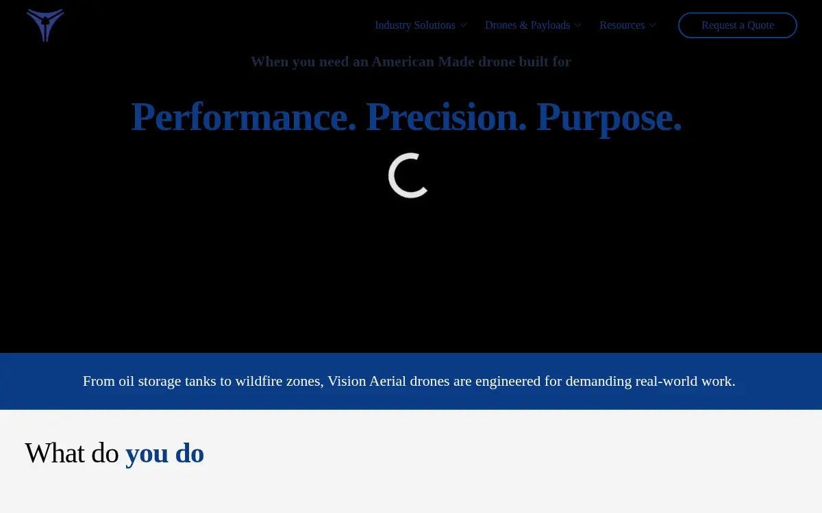 Homepage of Vision Aerial INC.