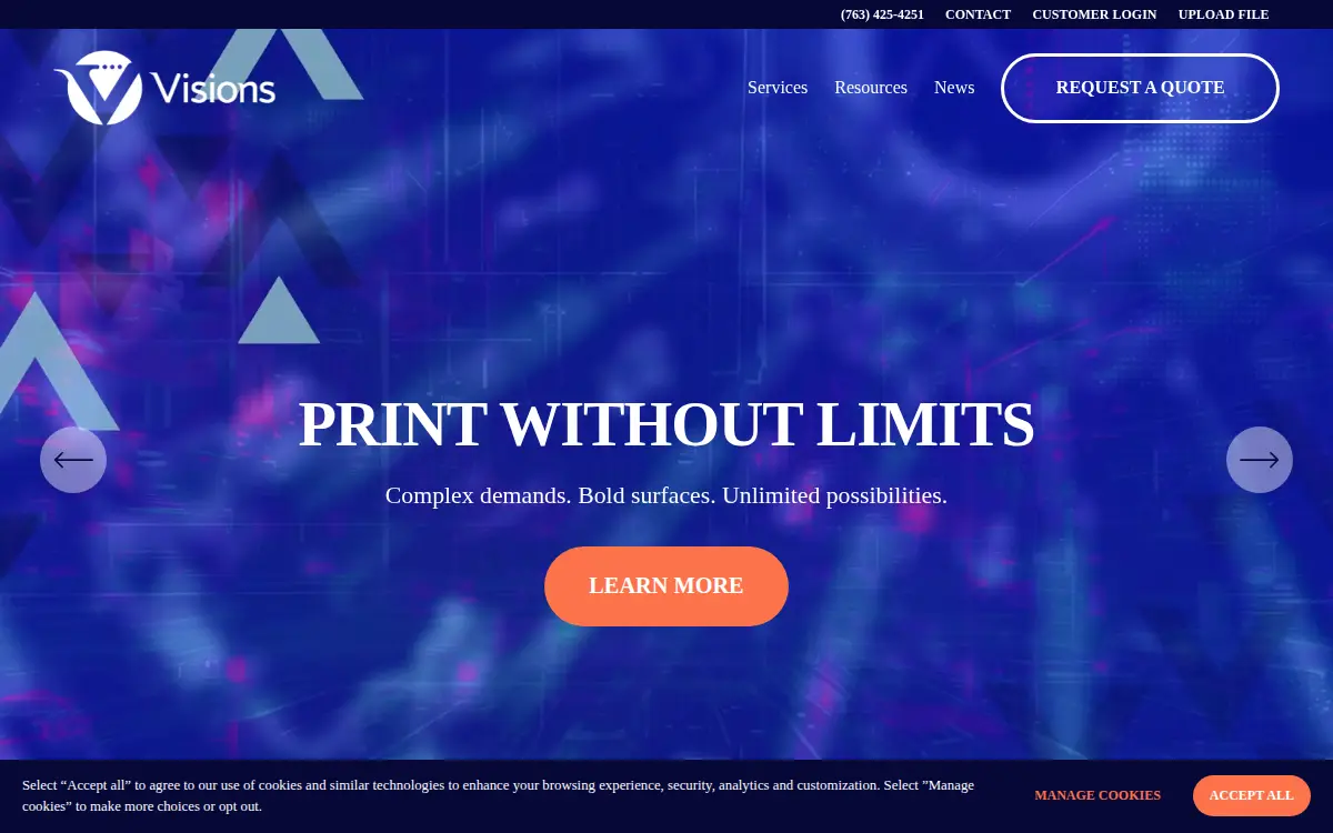Homepage of Visions, INC.