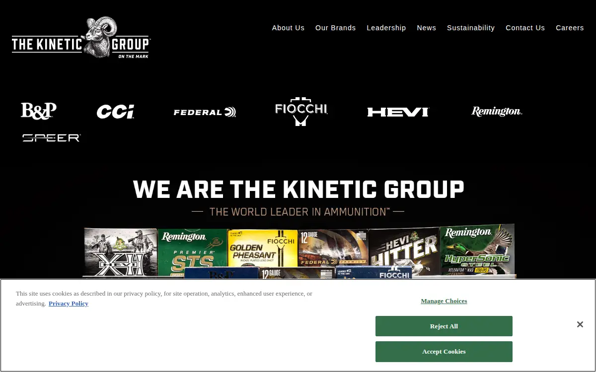 Homepage of Federal Cartridge Company