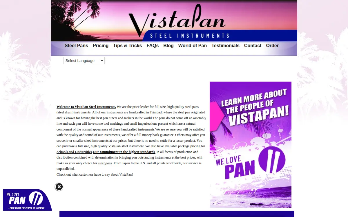 Homepage of Vistapan Steel Instruments