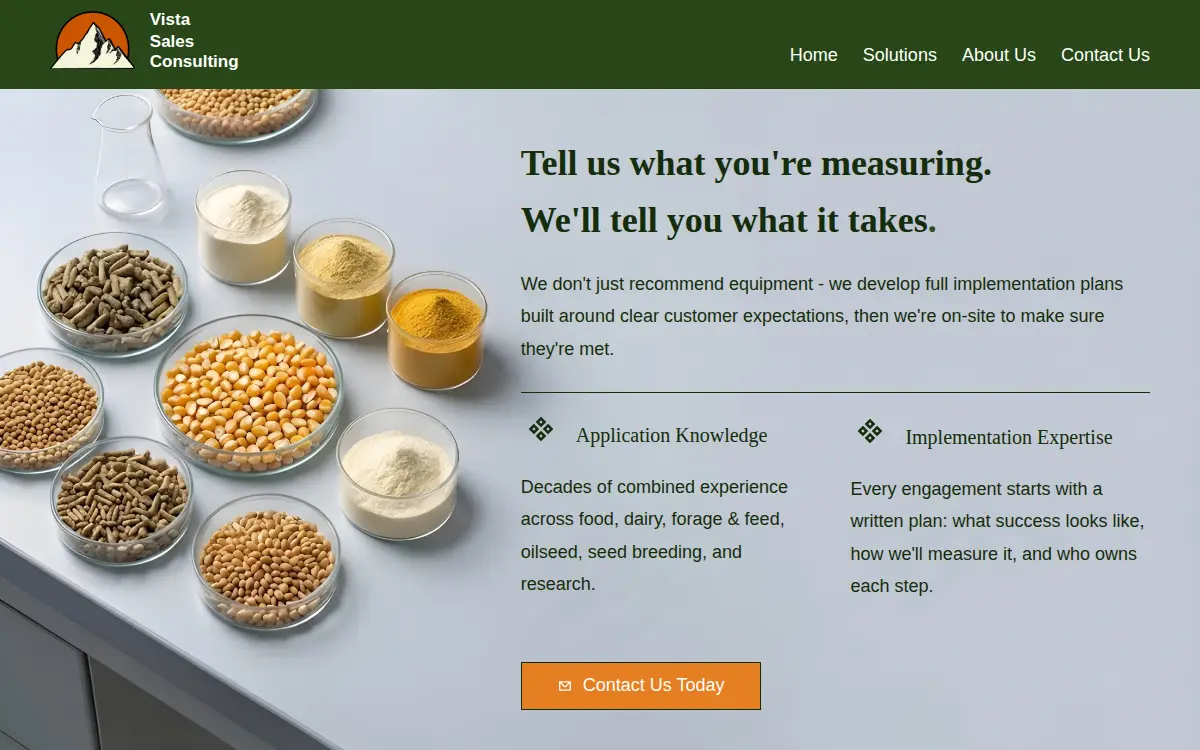 Homepage of Vista Sales Consulting, LLC