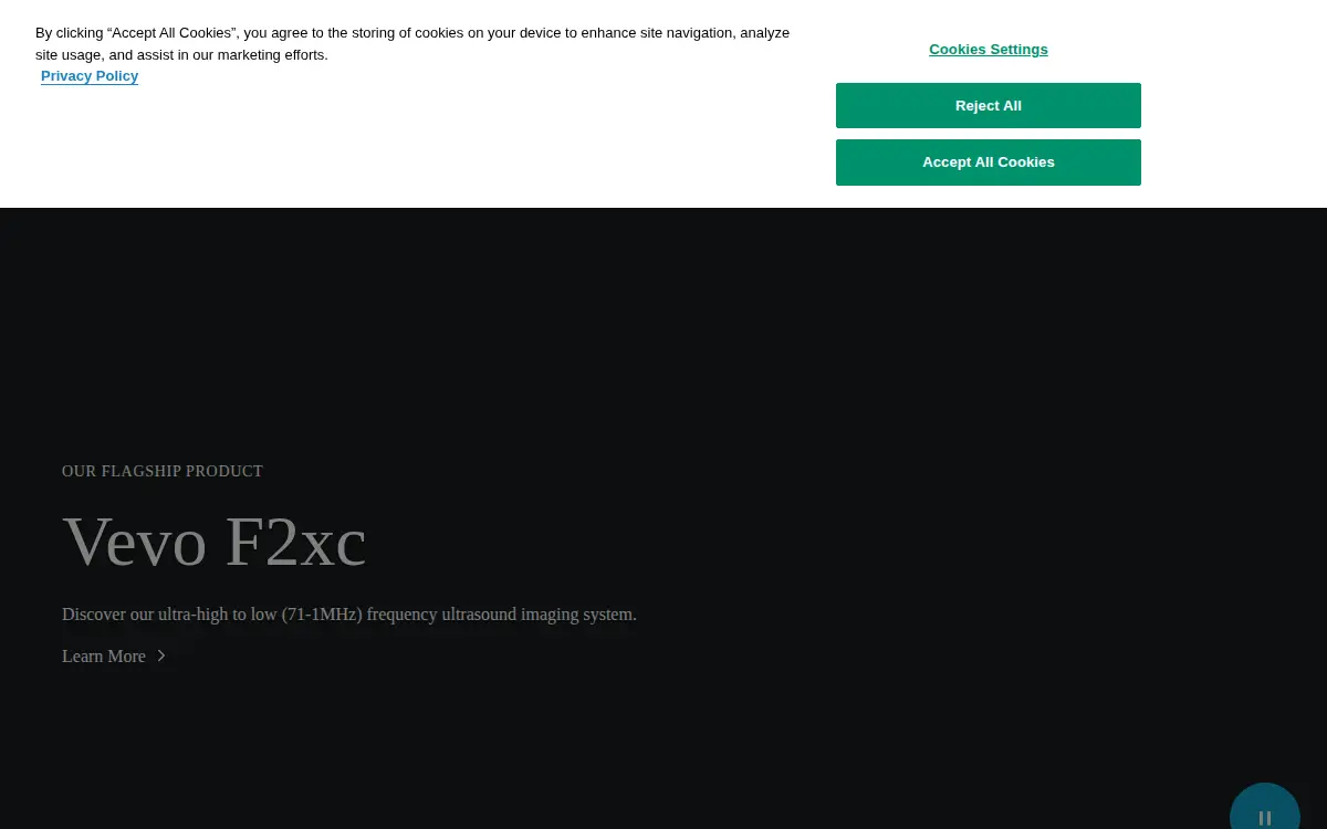 Homepage of Fujifilm Visualsonics CORP