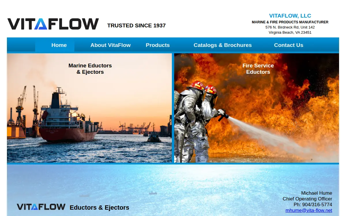 Homepage of Vitaflow, LLC