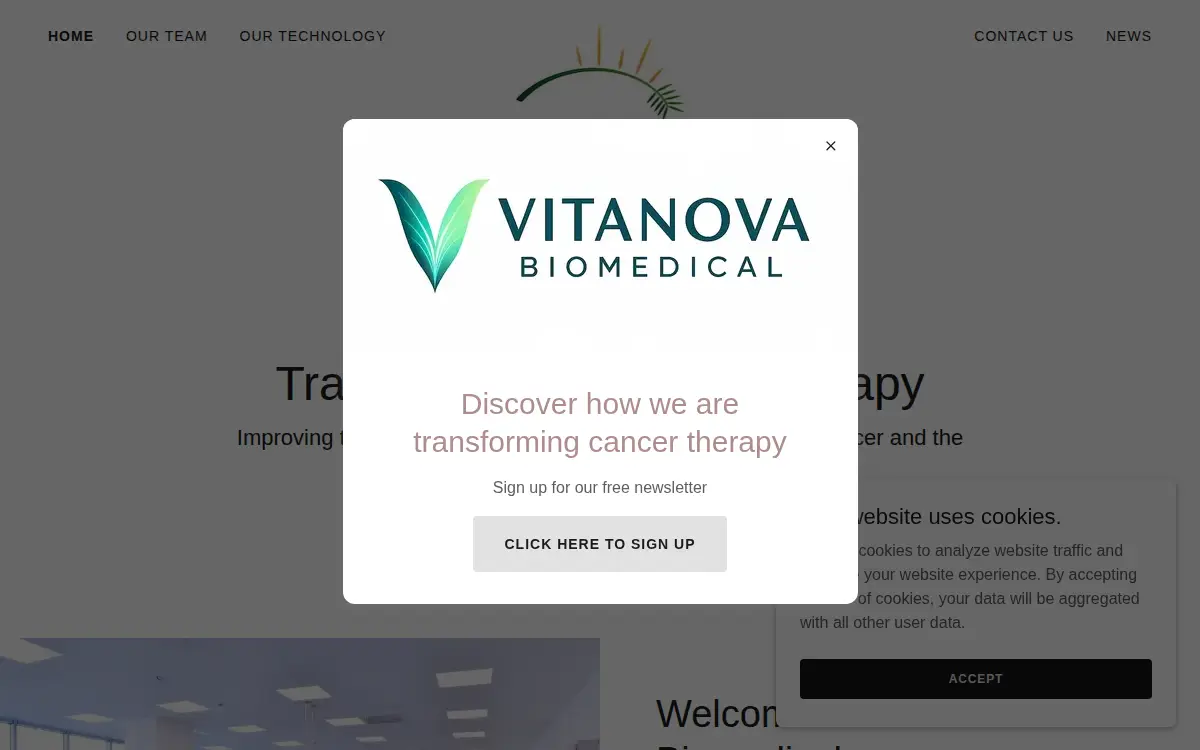Homepage of Vitanova Biomedical, INC.