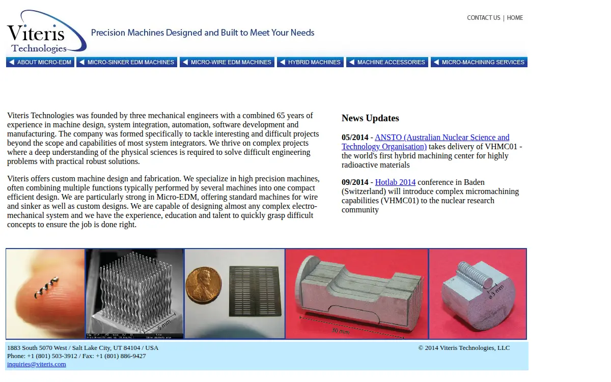 Homepage of Viteris Technologies, LLC