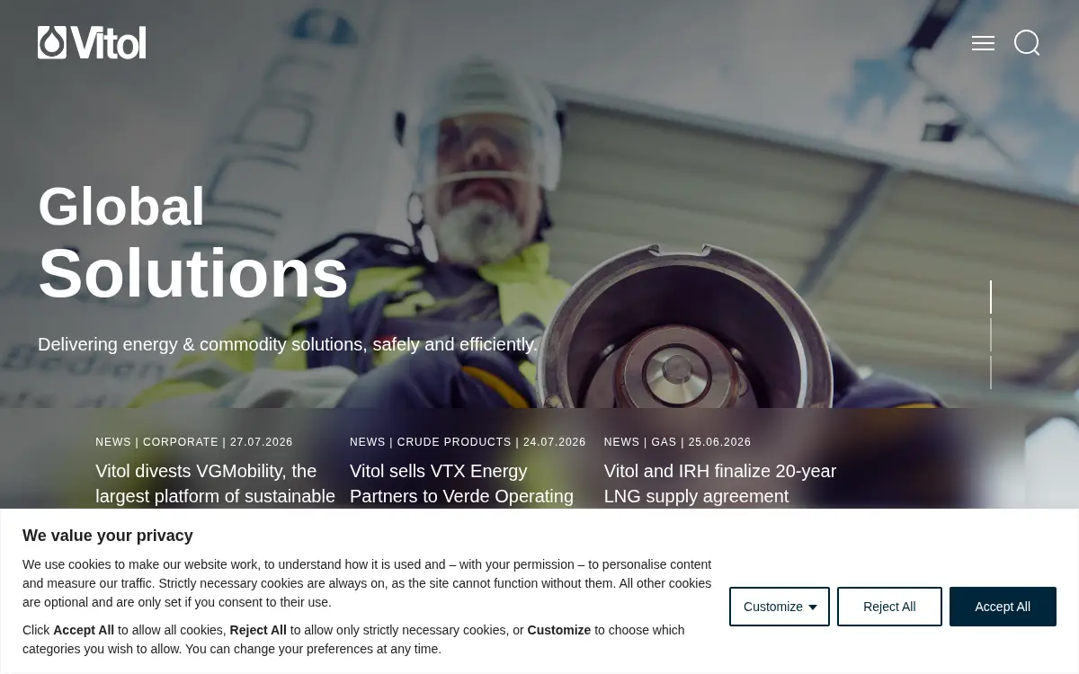 Homepage of Vitol Aviation CO