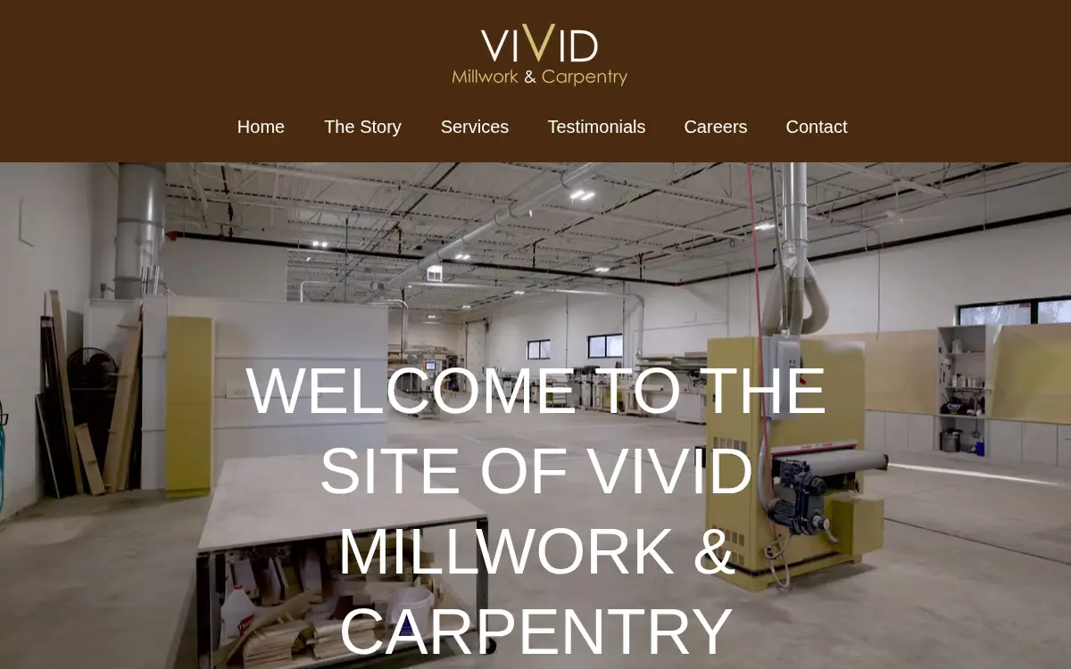 Homepage of Vivid Millwork & Carpentry, INC.