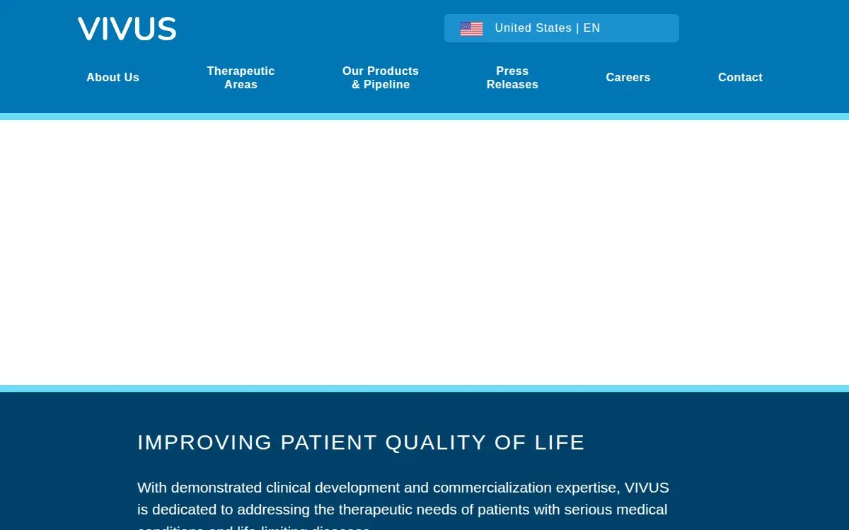 Homepage of Vivus LLC