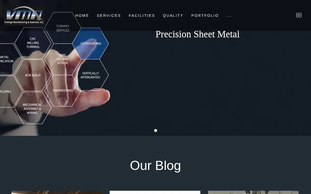Homepage of Vantage Manufacturing & Assembly LLC
