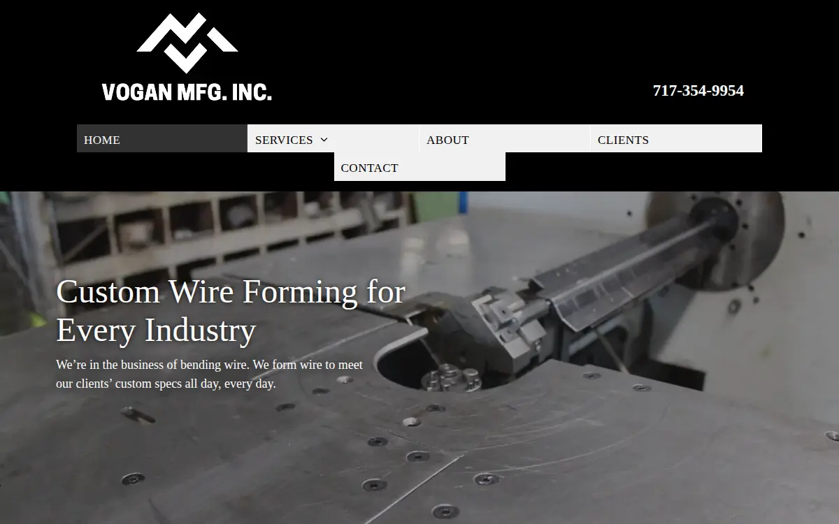 Homepage of Vogan Mfg., INC.