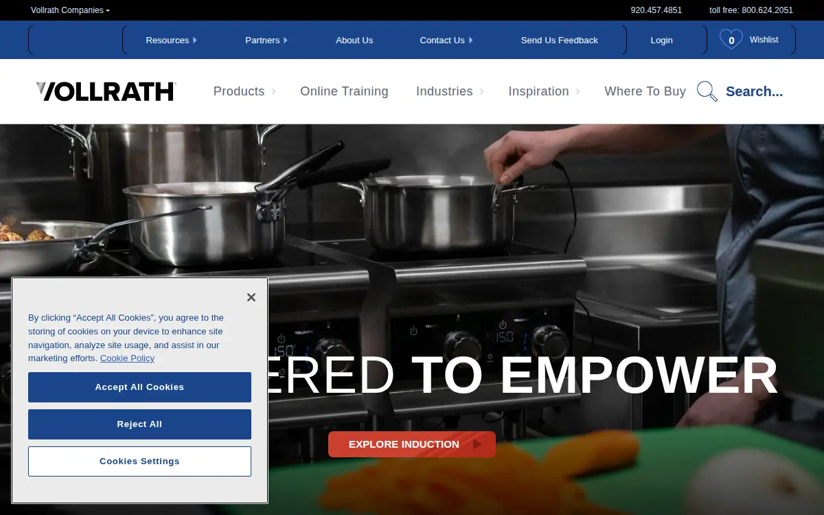 Homepage of The Vollrath Company, L.l.c.