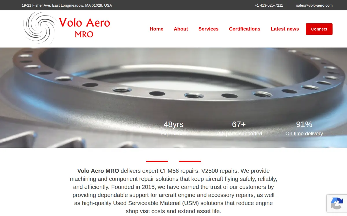 Homepage of Volo Aero Mro INC.