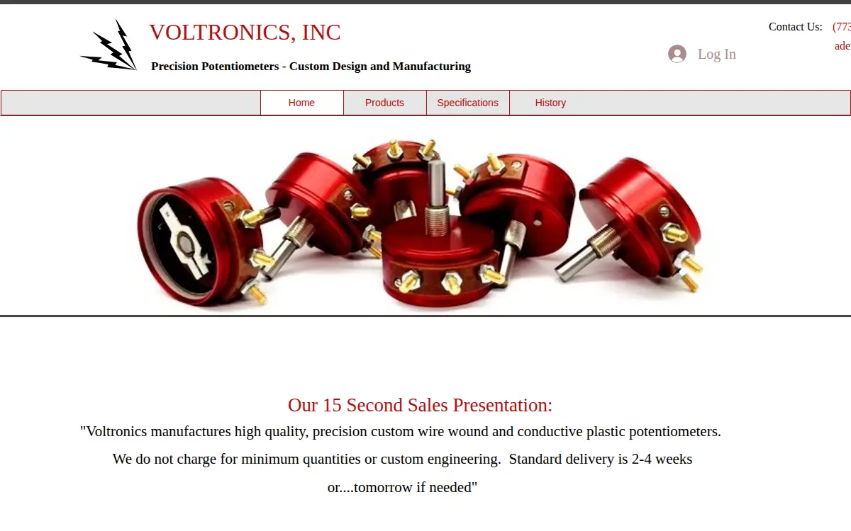 Homepage of Voltronics INC