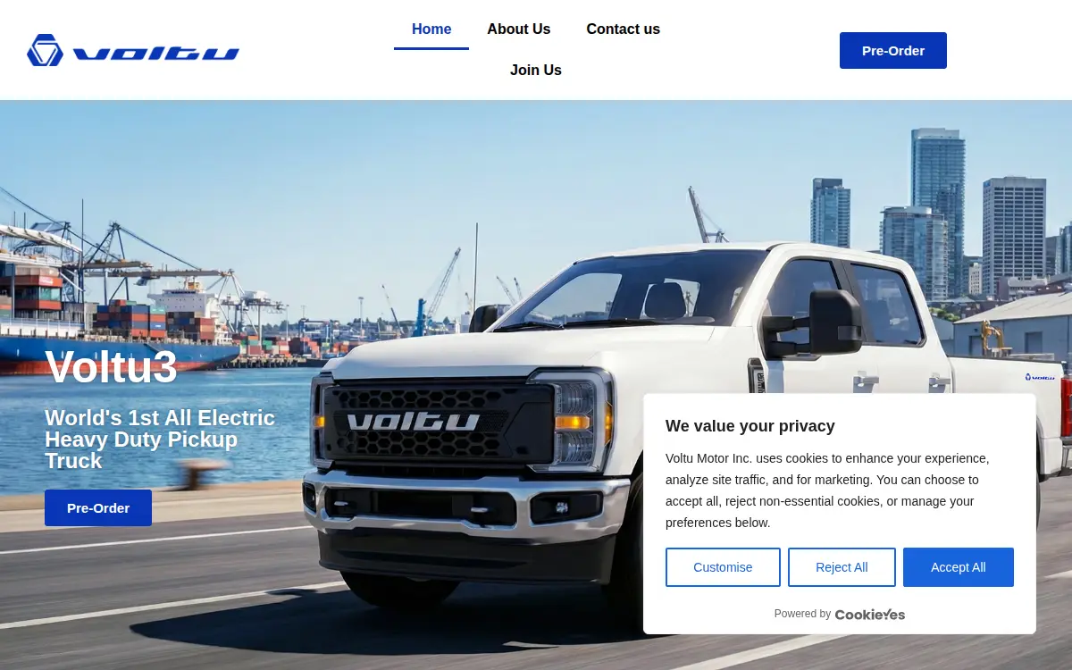 Homepage of Voltu Motor INC.