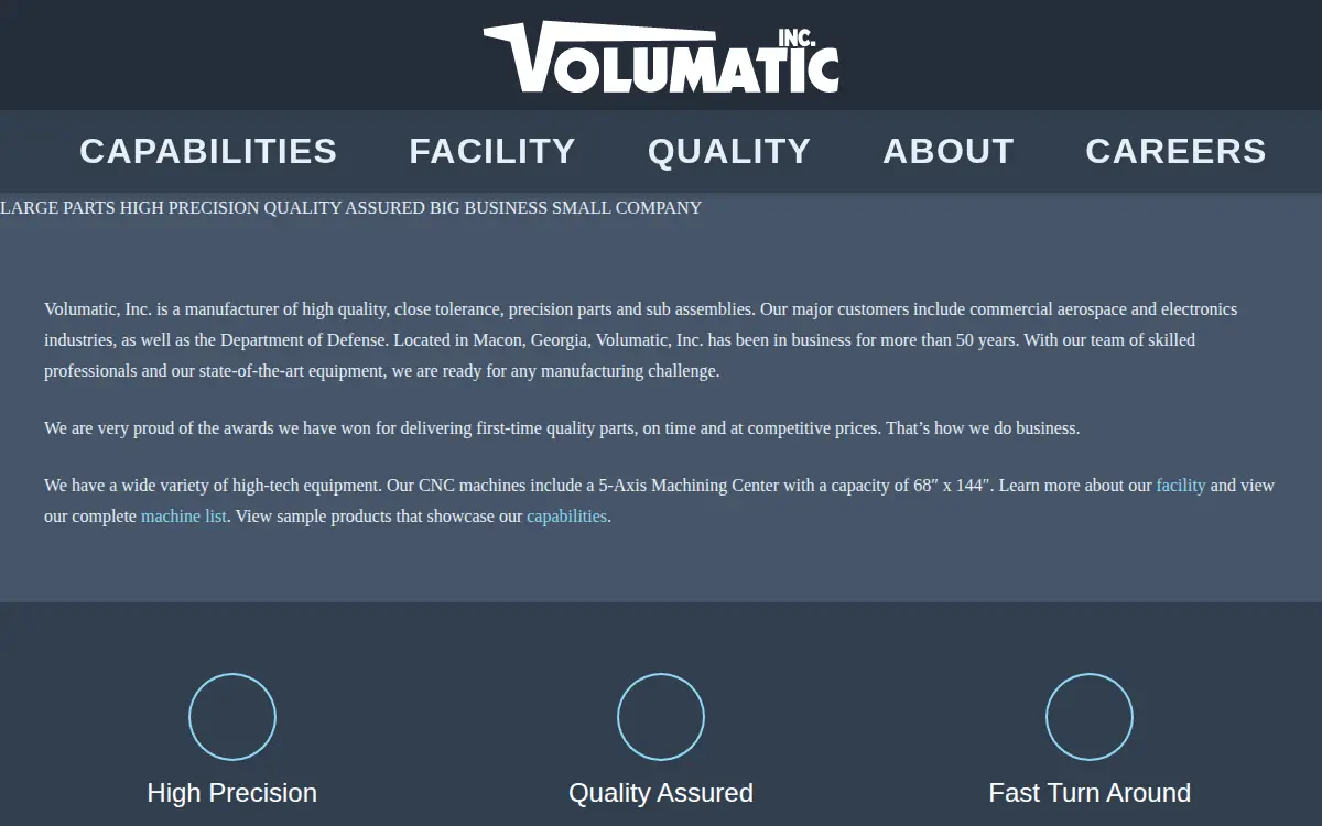 Homepage of Volumatic INC