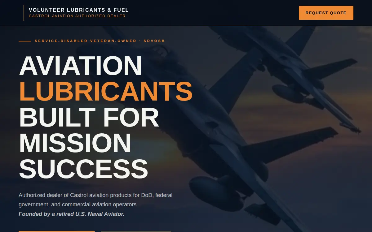 Homepage of Volunteer Lubricants & Fuel LLC