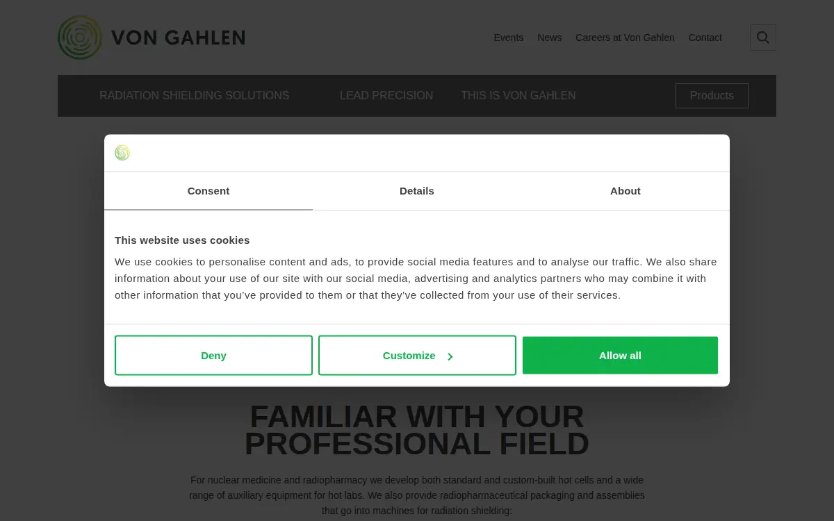 Homepage of Von Gahlen International INC