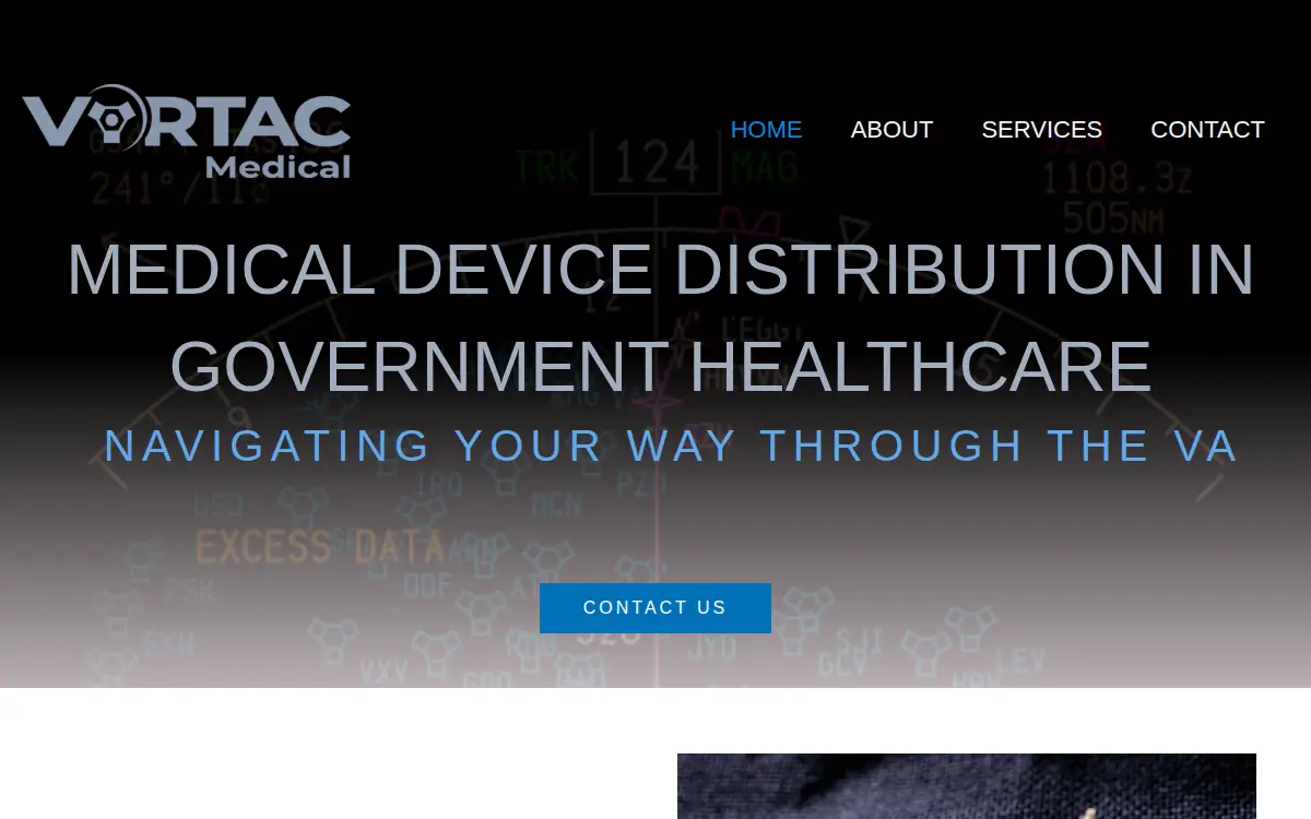 Homepage of Vortac Medical LLC