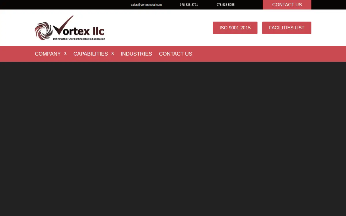 Homepage of Vortex LLC