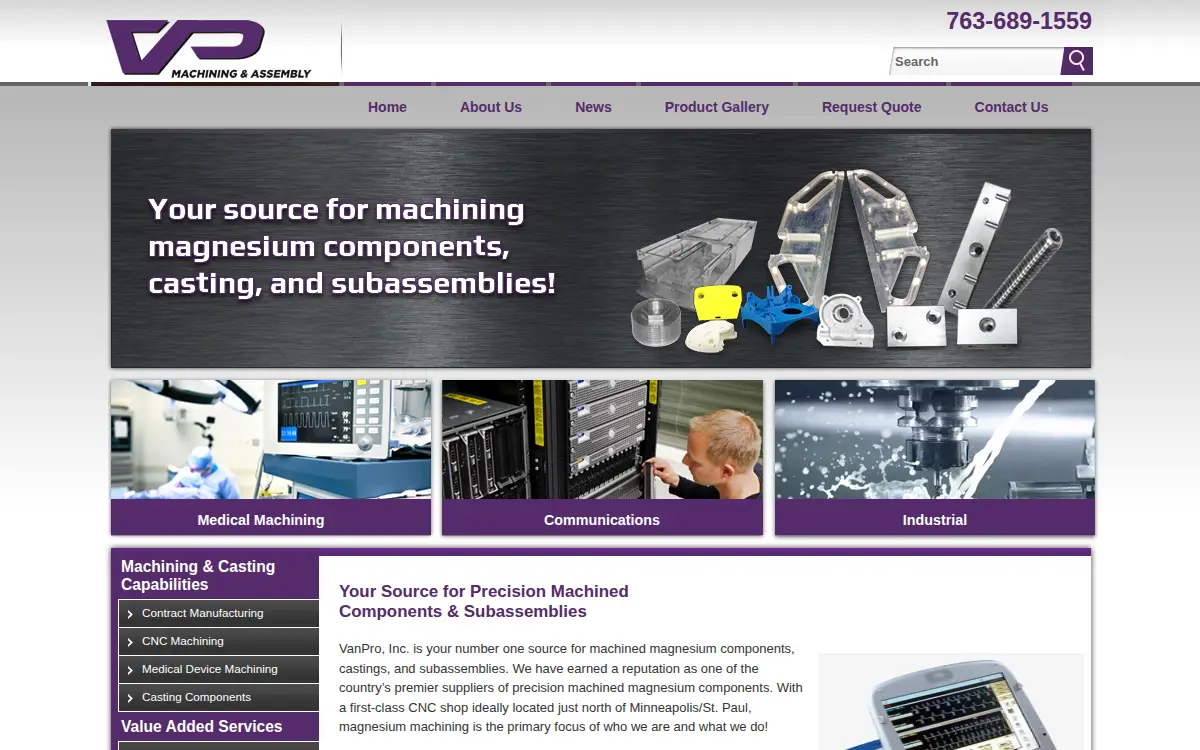 Homepage of Vanpro INC