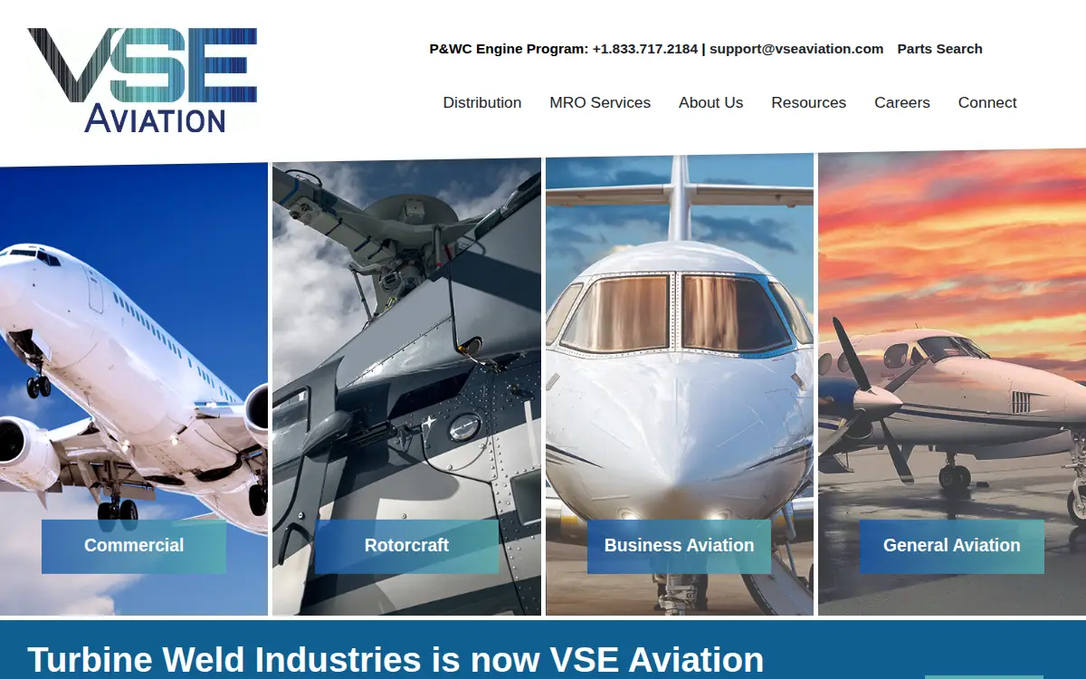 Homepage of Vse Aviation Services, INC