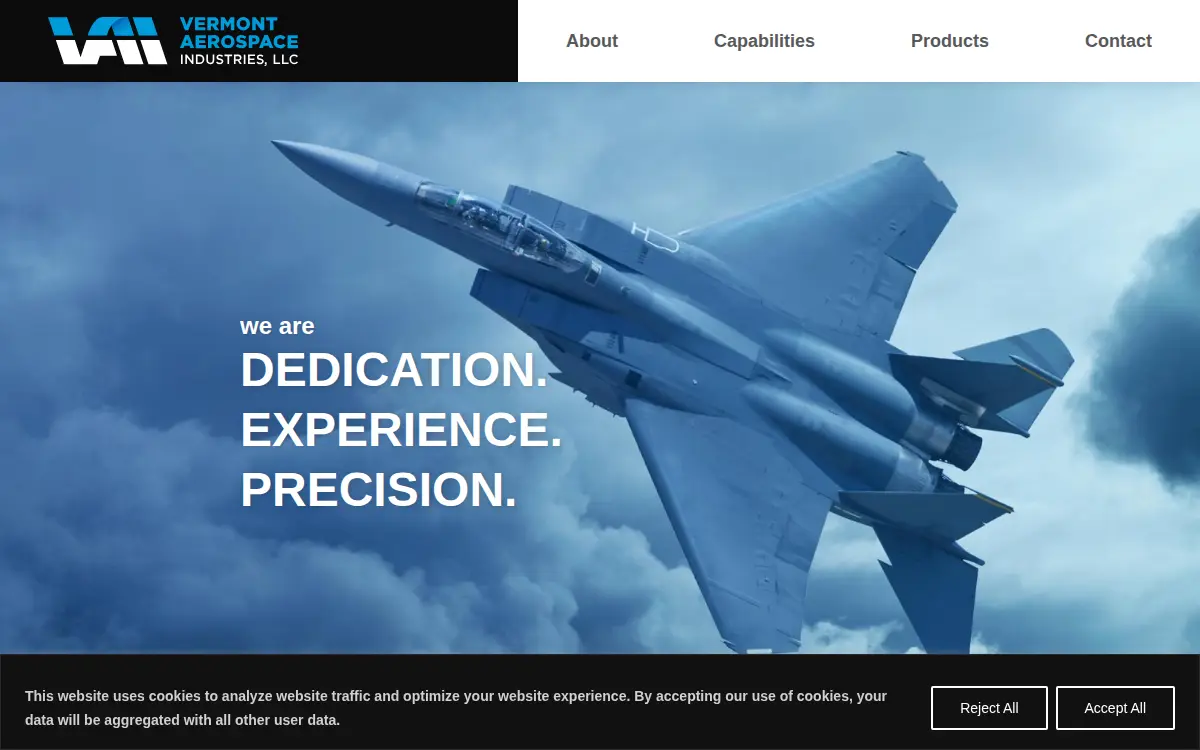 Homepage of Vermont Aerospace Industries, LLC