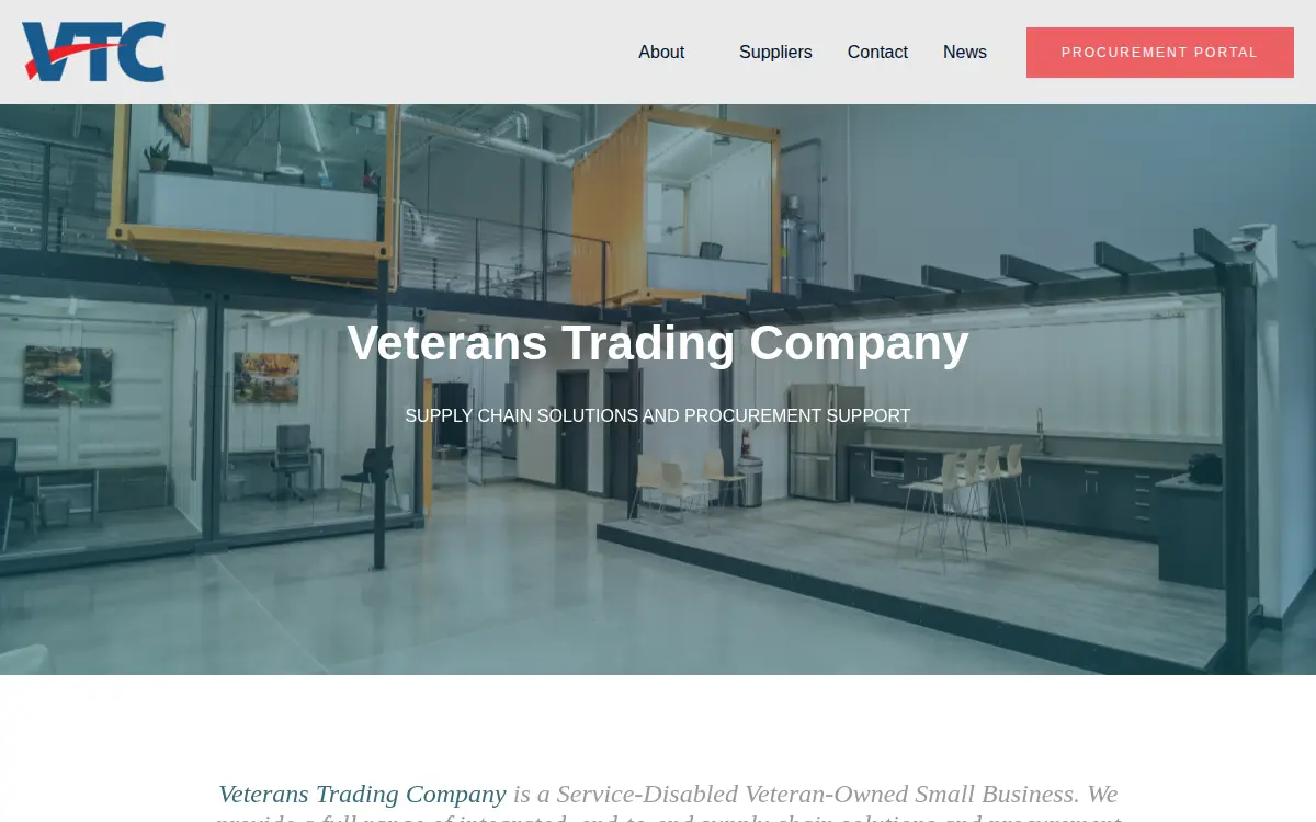 Homepage of Veterans Trading Company, INC.