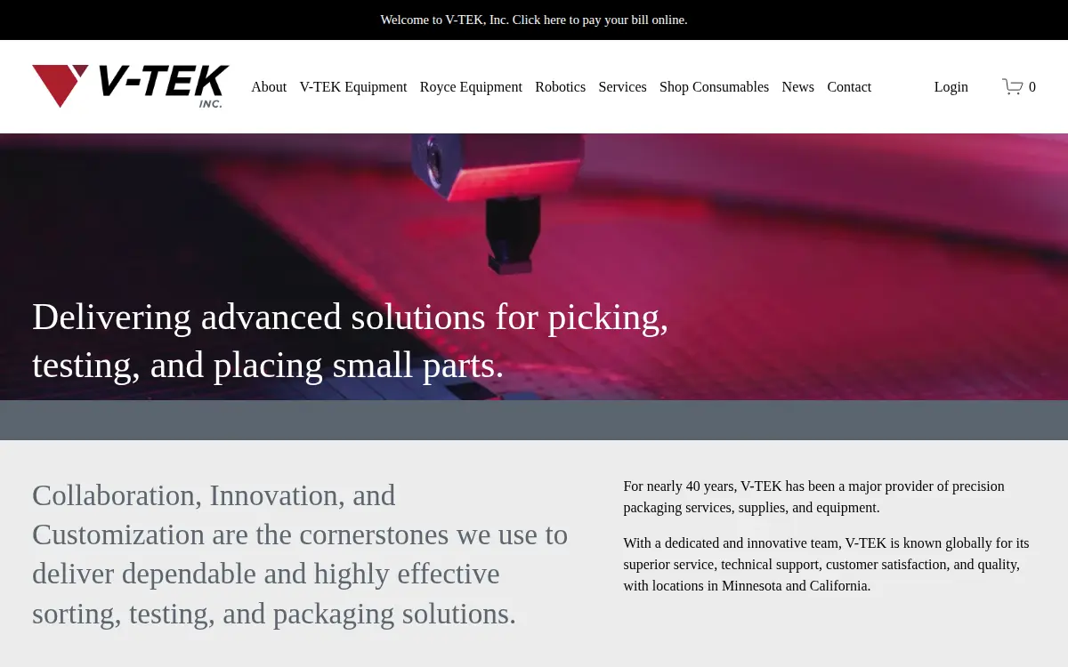 Homepage of V-tek INC