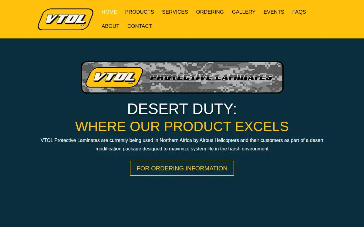 Homepage of Vtol, LLC